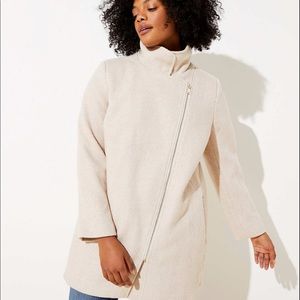 LOFT ANN TAYLOR NWT Herringbone Funnel Neck Moto Zip Coat Jacket Plus Size 18